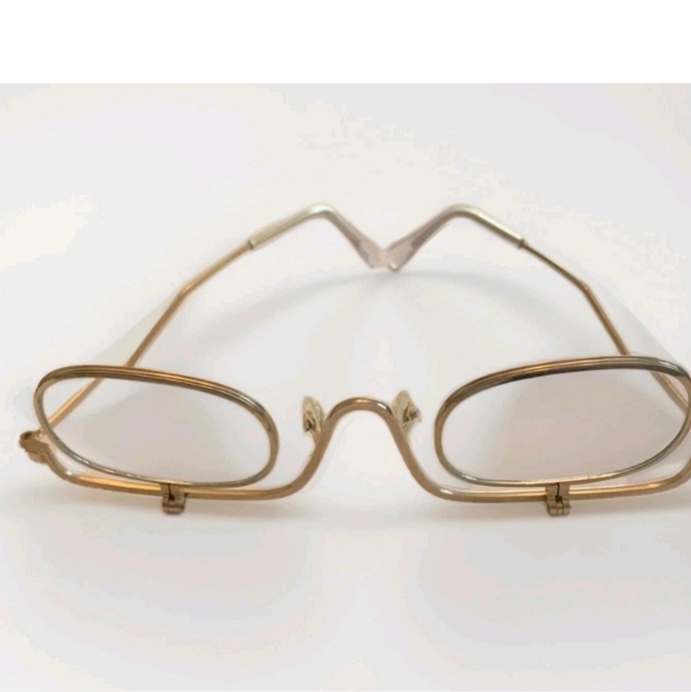 Vintage Victorian Steampunk Flip Glasses Magnifying Gold Metal Frames Cosplay